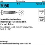 Blechschraube ISO 7050 SEKO Spitze/PH 6,3x 45 -C-H A 2 250 Stück - VPE: 250