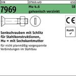 Senkschraube DIN 7969 Schlitz/Mutter M16x 50 4.6 galv.verz. 50Stück - VPE: 50