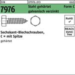 Blechschraube DIN 7976 Sechskant/Spitze C 4,2x45 Stahl geh.galv.verz. 500St. - VPE: 500