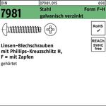 Blechschraube DIN 7981 LIKO PH F 2,9x6,5-H Stahl galv.verz. Zapfen 100St. - VPE: 100