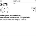 Sechskantmutter ISO 8675 Fasen M48x 1,5 Automatenstahl 10 Stück - VPE: 10
