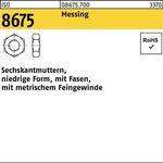 Sechskantmutter ISO 8675 Fasen M14x 1,5 Messing 50 Stück - VPE: 50