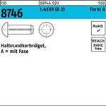 Halbrundkerbnagel ISO 8746 Fase 6x 12 1.4303 (A 2) 100 Stück - VPE: 100