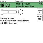 Sechskantschraube R 83931 UNC/Schaft 3/4x3 1/2 Grade 5 (~8.8) galv.verz. 25St. - VPE: 25