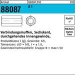 Sechskantverbindungsmuffe R 88087 M12x40 SW19 A1/1.4305 durchg. Innengew. 25St. - VPE: 25