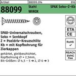 Spanplattenschraube R 88099 Seko PZ 4,5x40/29-Z Sta galv.verz. WIROX 500St. SPAX - VPE: 500