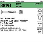 Tellerkopfschraube R 88193 Spitze/T-STAR 8x400/80-T40 Sta verz. WIROX 50St. SPAX - VPE: 50