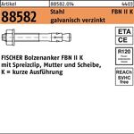 Bolzenanker R 88582 FBN II 20/10K Stahl galv.verz. 10 Stück FISCHER - VPE: 10