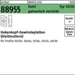 Hakenkopfgewindeplatte R 88955 Typ 50/30 M10 Stahl galv.verz. 50 Stück - VPE: 50