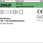 Baubolzen R 89601 CE 6-ktmutter M16x 320 Mu 4.8 galv.verz. 25 Stück - VPE: 25