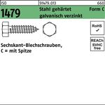 Blechschraube ISO 1479 Spitze/6-kt C 6,3x22 Stahl gehärtet galv.verz. 250St. - VPE: 250
