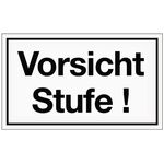Hinweiszeichen Vorsicht Stufe Kunststoffschild L250xB150mm weiß schwarz Ku.