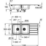 Grohe Edelstahlspüle K500 m Abtropffläche 1160x500mm edelstahl