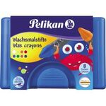 Pelikan Wachsmalstifte im Etui blau 8farbig mit runder Spitze+Schaber