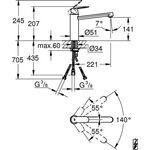 Grohe EH-Spültischbatterie EUROSMART C 1/2Zoll mi-ho Ala ND chr
