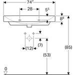Geberit Waschtisch SMYLE Square m HL mit Überlauf 750x480mm weiß KT