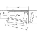 Duravit Badewanne PAIOVA 1700x1000mm, 1 Rückenschräge rechts weiß