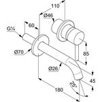 Kludi Waschtisch-Einhandmischer BOZZ UP 2L Ausldg Wandauslauf 180mm ma-sw