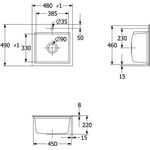 V&B Einbauspüle SUBWAY STYLE 50 S Flat 500x510mm flächenb. Be re m Exzent. sn w