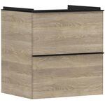 HG Waschtischunterschrank Xelu Q 580x605x475mm Ei natur Griff mattschwarz