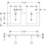 HG Konsole Xelu Q 1360x550mm m 2 Auschnitten diamantgrau m