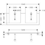 HG Konsole Xelu Q 1560x550mm m 2 Auschnitten we hochglanz