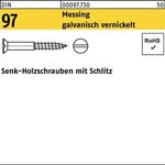 Holzschraube DIN 97 SEKO Schlitz 3,5x20 Messing galv. vernickelt 200St. - VPE: 200
