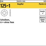 Unterlegscheibe DIN 125-1 A 5,3x10x1 Kupfer 100 Stück - VPE: 100