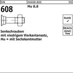 Senkschraube DIN 608 4-ktansatz/6-ktmutter M10x 45 Mu 8.8 100 Stück - VPE: 100