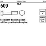 Sechskantpassschraube DIN 609 langem Gewindezapfen M20x 110 10.9 1 Stück