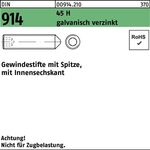 Gewindestift DIN 914 Spitze/Innen-6kt M12x60 45 H galv.verz. 50St. - VPE: 50