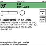 Sechskantschraube DIN 931 Schaft M24x80 8.8 flZnnc 480h-L 25St. - VPE: 25