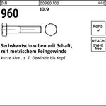 Sechskantschraube DIN 960 Schaft M10x1,25x 60 10.9 100 Stück - VPE: 100