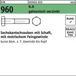 Sechskantschraube DIN 960 Schaft M20x1,5x100 8.8 galv.verz. 25Stück - VPE: 25