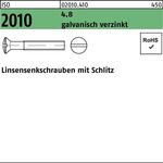 Linsensenkschraube ISO 2010 Schlitz M6x 16 4.8 galv.verz. 1000Stück - VPE: 1000