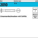 Linsensenkschraube ISO 2010 Schlitz M5x 10 A 4 200 Stück - VPE: 200