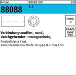 Verbindungsmuffe R 88088 rund IG M6x 25x 10 A 2 durchg. Innengew. 50 Stück - VPE: 50