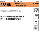Rahmendübel R 88564 6-kt-Schr. FUR 10x80 SS Schr. A 4/Dübel-Nylon 50St. FISCHER - VPE: 50