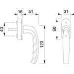 Fenstergriff Atlanta 0530/US952 Alu.F1/naturf.32-42mm Secustik®/VarioFit® Stand.
