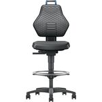 Arbeitsdrehstuhl Rl.+Fußring Kunstleder schwarz Grifffarbe blau 580-860mm PROMAT