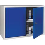 Hängeschrank H600xB800xT300mm Vollblech,1 BD Stahlbl.lichtgrau/enzianblau