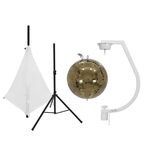 EUROLITE Set Spiegelkugel 30cm gold mit Stativ und Segel weiß