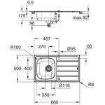 Grohe Edelstahlspüle K200 m Abtropffläche 860x500mm edelstahl