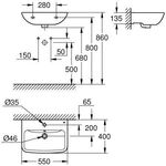 Grohe Waschtisch BAUEDGE 550x400mm, wandhängend alpinweiß