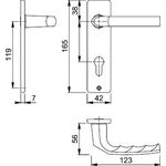Kurzschildgarnitur Birm.1117/202KP/AP Alu.F1 PZ eck.Drückergrt.HOPPE