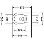 Duravit Wand-WC ME by Starck tief, 370x570mm weiß/weiß seidenmatt
