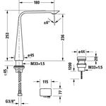 Duravit 2-Loch-Elektronikbatterie D.1 XL mit Einbaunetzteil schwarz matt