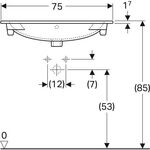 Geberit Möbelwaschtisch ACANTO 750x488mm mit Hahnloch mit Überlauf weiß