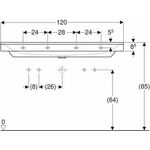 Geberit Waschtisch XENO² 1200x480mm m HL li u re o ÜL weiß KT