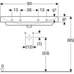 Geberit Waschtisch SMYLE Square o Hahnloch mit Überlauf 900x480mm weiß